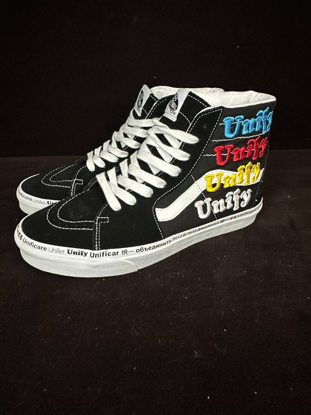 Vans Sk8-Hi Unify Black Multi High Top Sneakers VN0A5HXV698 Men's 10.5 Women 12